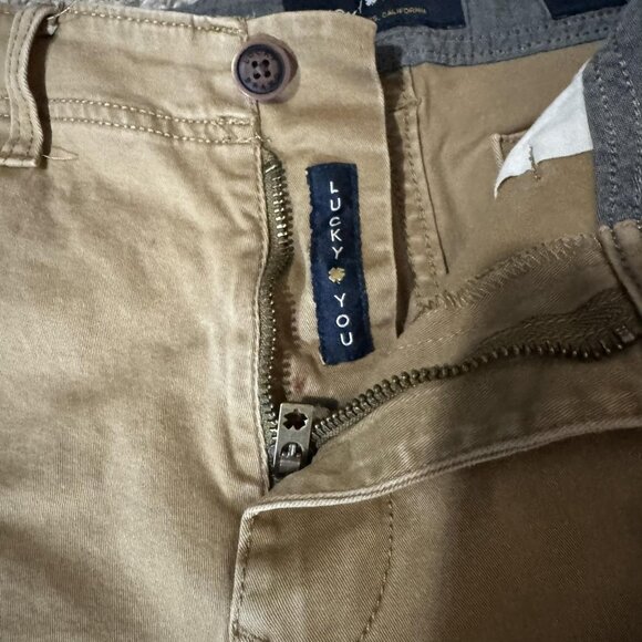 Lucky Brand Shorts Mens 32 Khaki Cargo Flat Front Utility Pockets Casual Chino - Picture 3 of 11